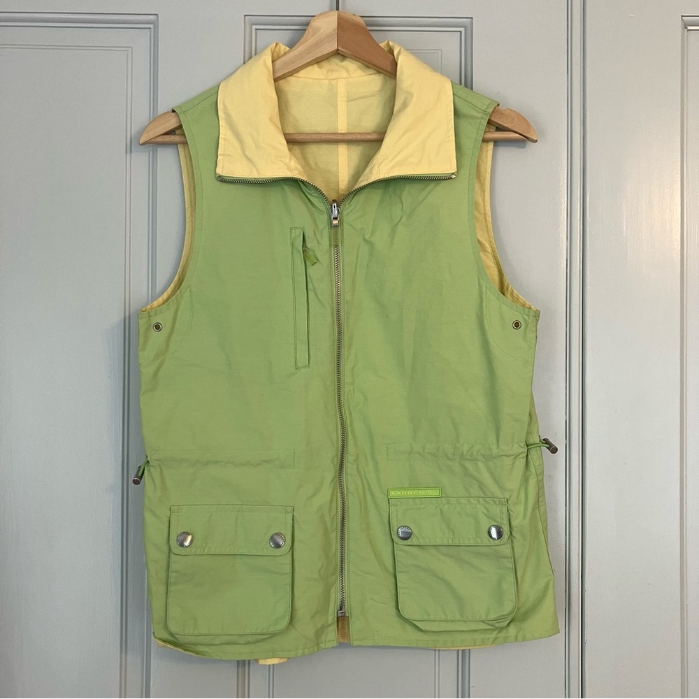 Vintage Ralph Lauren Reversible Green Yellow Zip Vest Women’s Small Golf Preppy